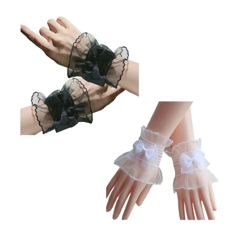 

Detachable Wrist Cuffs for Women Trendy Pleated Cuffs with Bowknot Decor