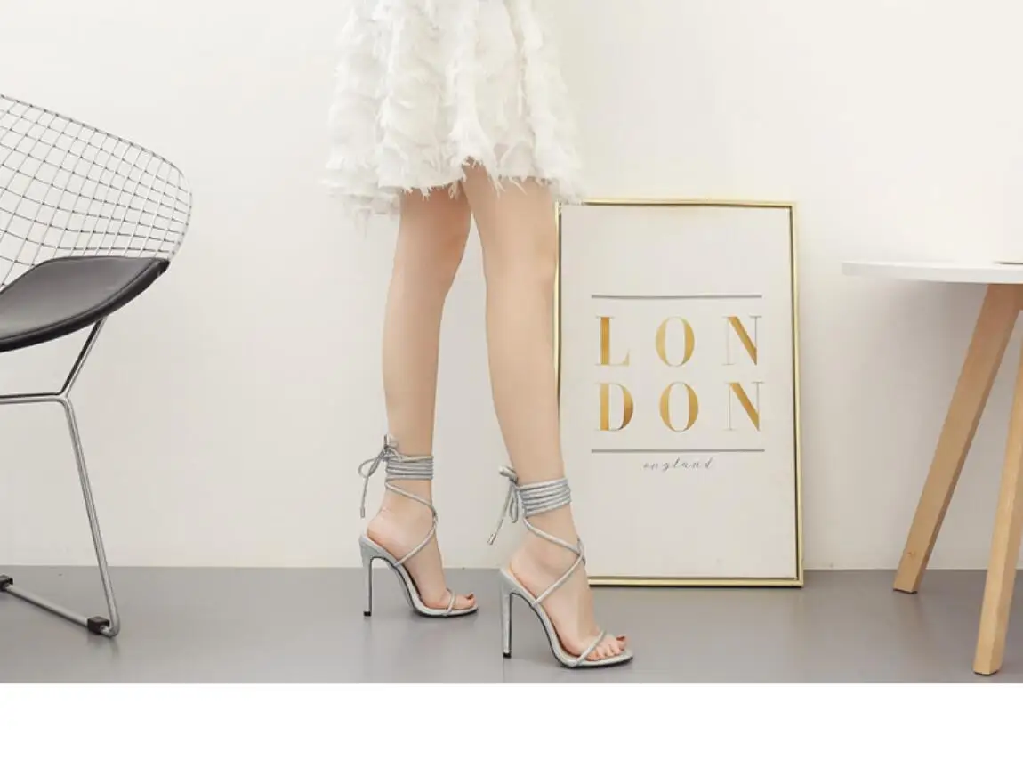 Fashion Gold High Heel Sandals Summer Women Fine heel Solid Color binding Fish Mouth Slippers Party Casual Shoes Sandals Large