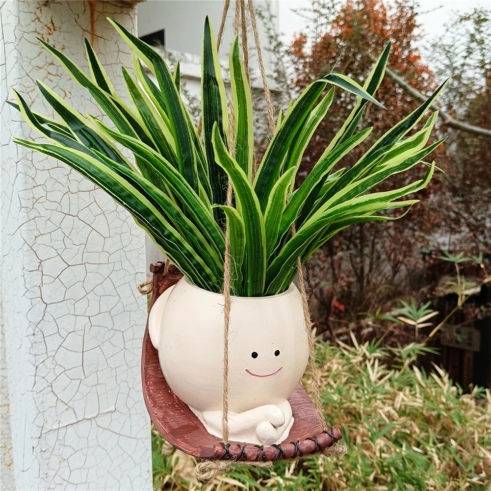 Улыбающееся Лицо Цветочный Горшок Из Смолы Современный Стиль Контейнер Для