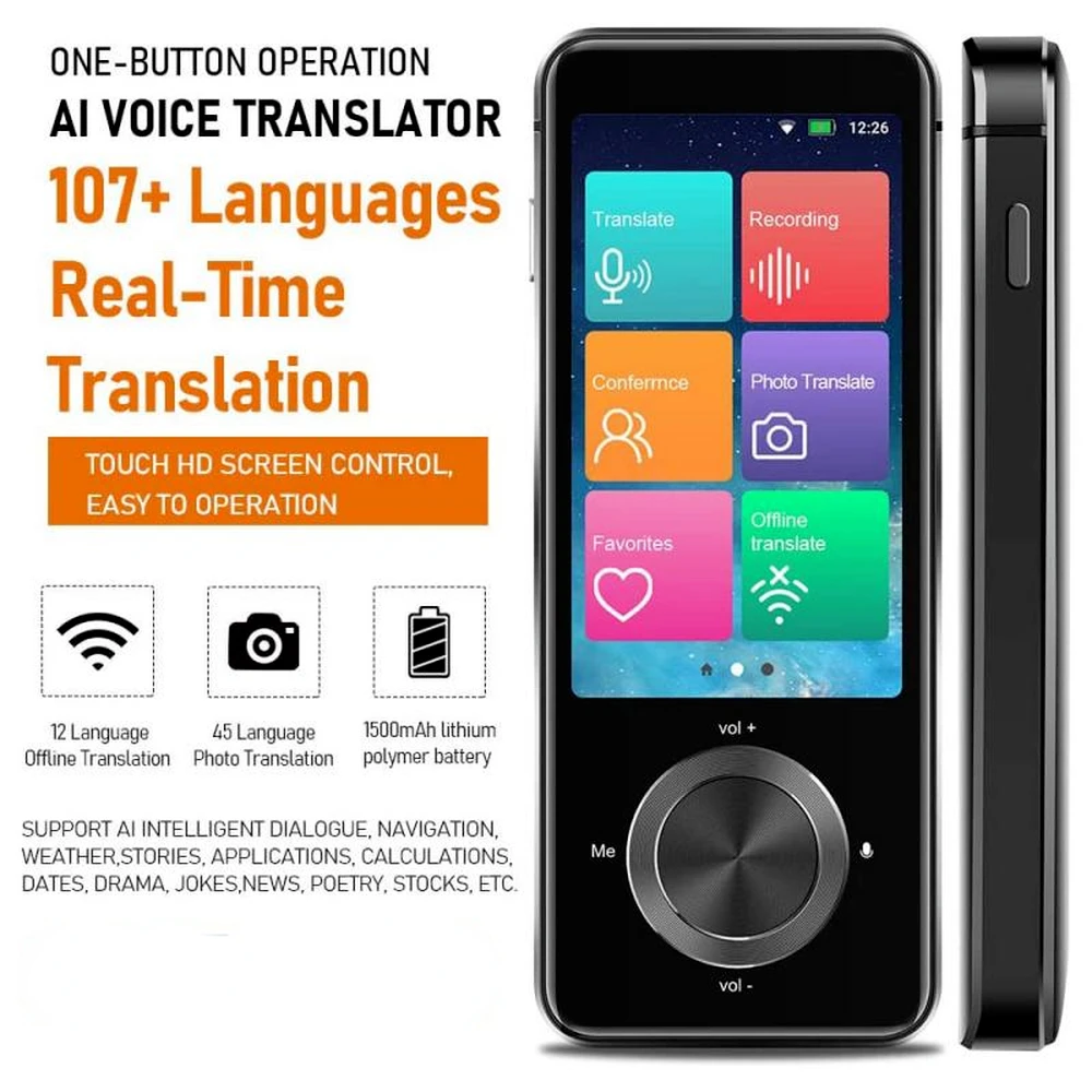 107 national languages intelligent translator voice recording real time translation text translator Free shipping enlarge