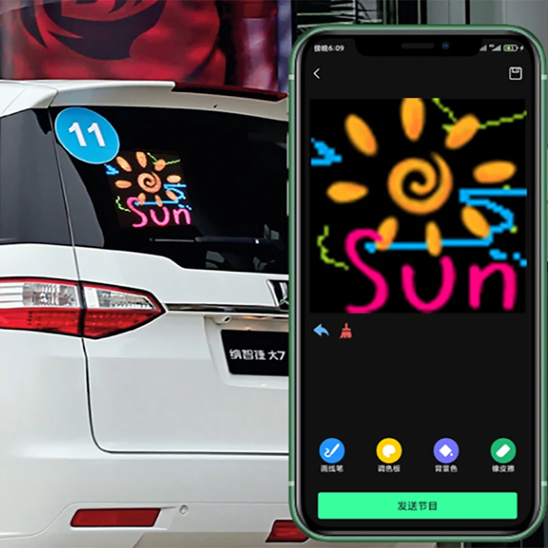 

HD 64*64 LED Display On Car Rear Window Support Bluetooth APP Control Full Color LED Very Funny Show Expression Screen Panel