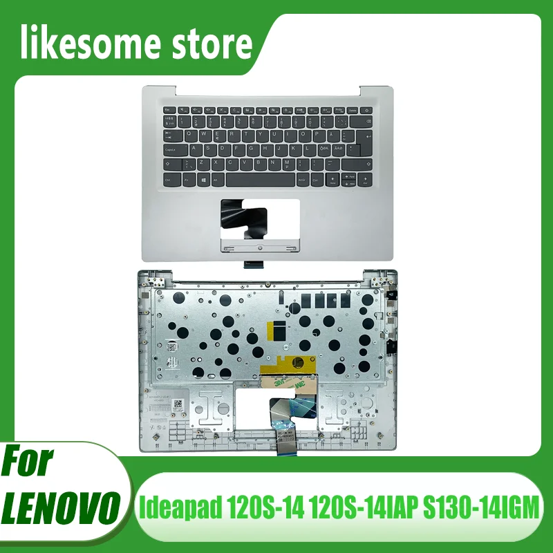 

New Laptop Case For Lenovo Ideapad 120S-14 120S-14IAP S130-14IGM Palmrest Upper Top Cover With Keyboard European Version Silvery