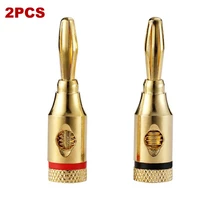 2pcs 4mm banana plug gold plated musical cable wire audio speaker connector adapter plated speaker cable wire pin connectors