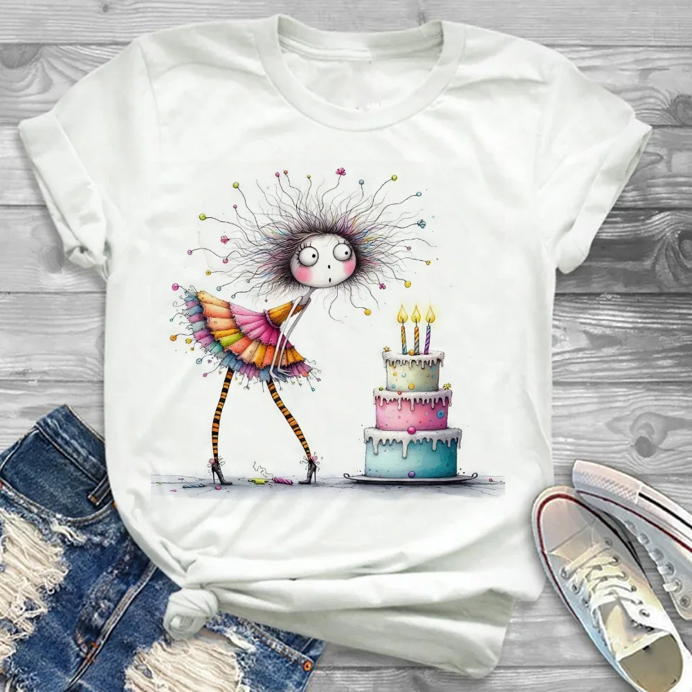 Милая модная футболка для девочек модный топ женская с новогодним узором одежда