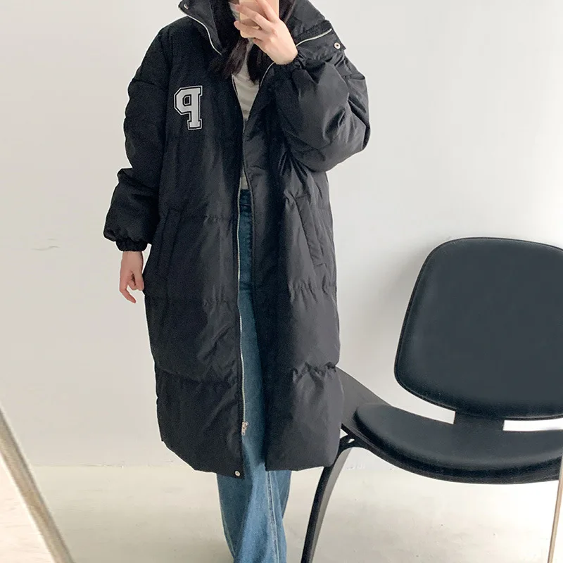 Down Cotton Coat Women Medium Long Fashionable Loose Cotton Coat for Women