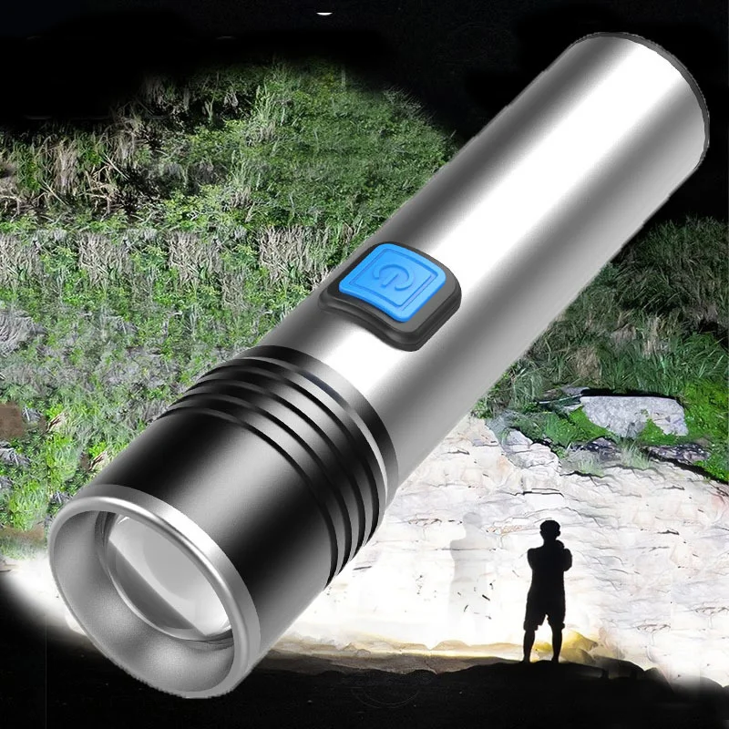

USB Recharge Zoom Small Handheld Flashlights for Outdoor Zoomable Water Resistant Extremely Bright LED Flash Light for Camping