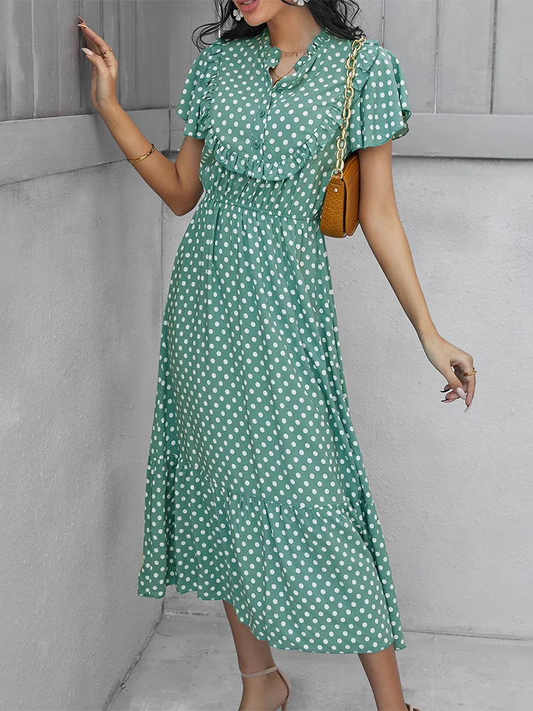 Ladies Dress Dot Women Dress Summer 2022 Casual Elegant Long Dress Plus Size