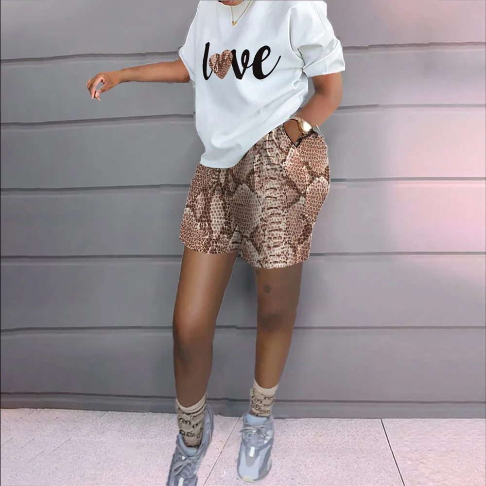 Женский спортивный костюм из двух предметов Повседневная футболка и