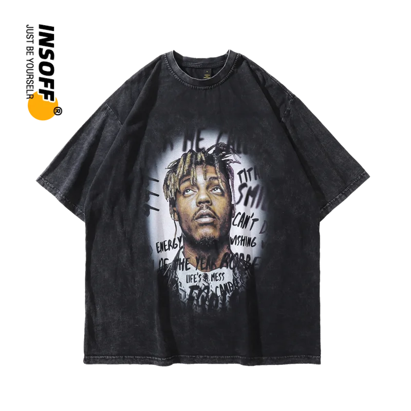 

Original Designer American Hip Hop Protrait Printed Graphic 230g High Quality 100% Cotton Washed Y2k Oversize Streetwear T-shirt