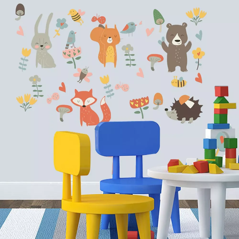 

Jungle Forest Tree Animal Owl Monkey Bear Deer Wall Stickers Kids Baby Nursery Rooms Bedroom DIY Wall Decal Home Decor Mural