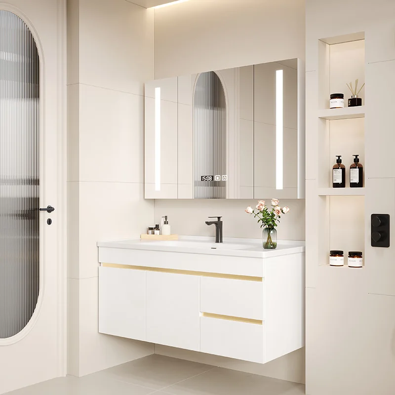 

Lightweight Solid WoodBathroom Cabinet Set Smart Bathroom Sink Cabinet Bathroom Cabinet Vanity Toilet Storage Cabinet