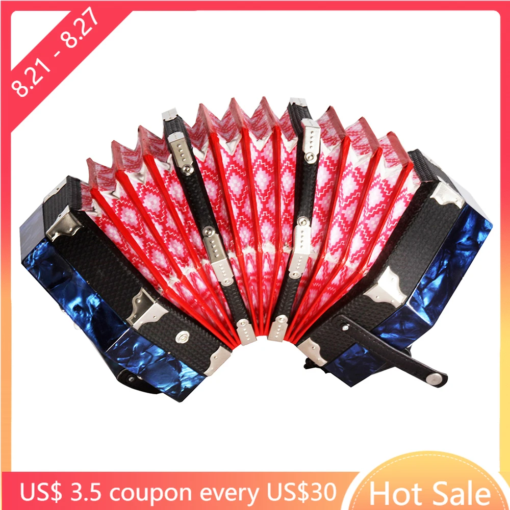 Concertina Accordion 20-Button 40-Reed With Carrying Bag And Adjustable Hand Strap Hexagon Accordion Keyboard instrument
