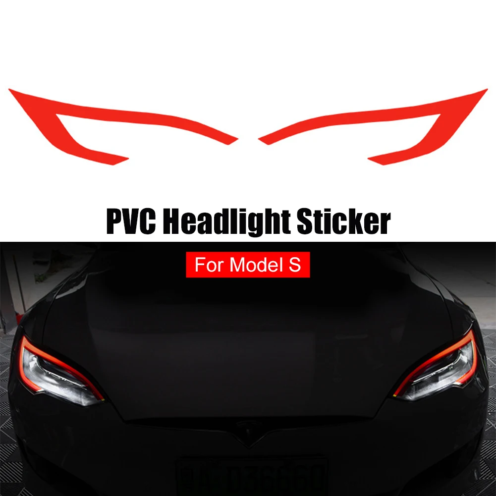 For Tesla Model X Model S Car Headlight Sticker Trim Front Light PVC Tint Flim Self Adhesive Headlight Eyebrow High Transmission