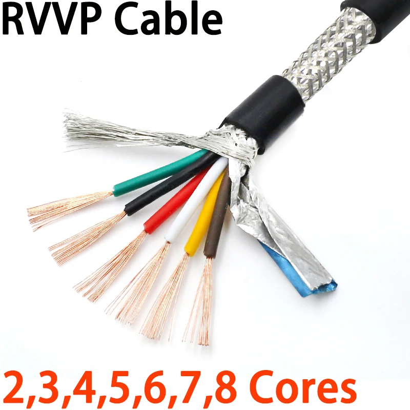 

1 Meter 22 20 18 17 15 AWG RVVP Shielded Cable 2/3/4/5/6/7/8/10 Cores Bare Copper PVC Insulated Control Line UL2547 Signal Wire