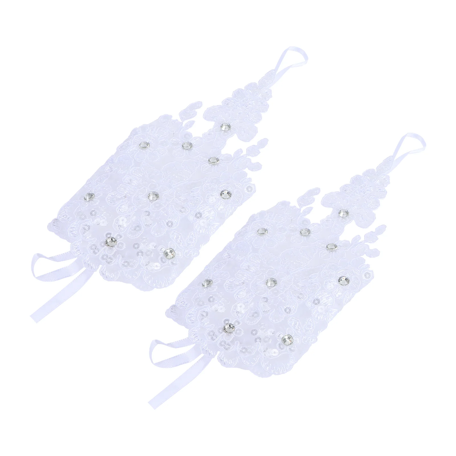 

1 Pair Lace Fingerless Bridal Lace Gloves Rhinestone for Female Lady Madam Girl