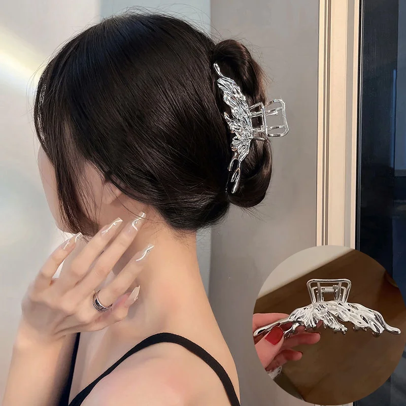 

Women Gold Silver Large Butterfly Claw Clips Geometric Metal Hair Clips Retro Hair Claw Crab Hair Clip Fashion Hair Accessories