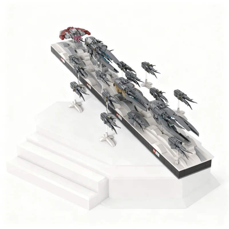 Фото 2077 деталей MOC Star Battle Ultimate Collector Series, микро-диорама, модель космического корабля T-6 Purrgils, входящего в гиперпространство, строительные блоки. №4