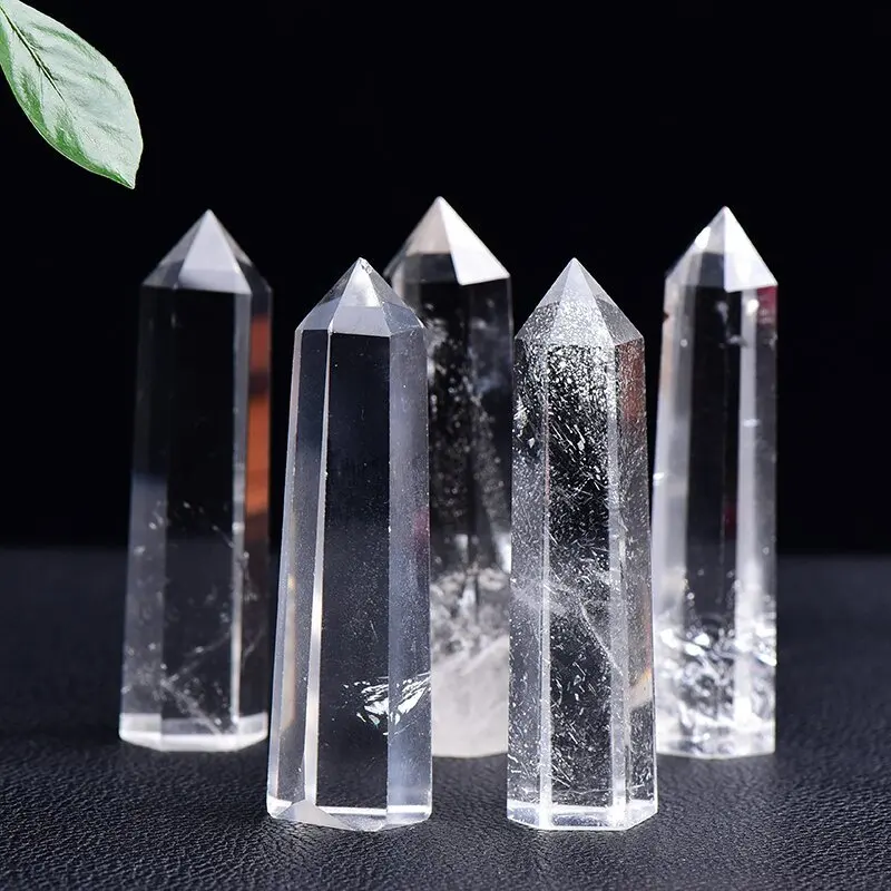 

Natural Crystal Clear Quartz Transparency Quartz Point Healing Stone Hexagonal Prisms 50-80mm Obelisk Wand Stone Home Decor 1PC