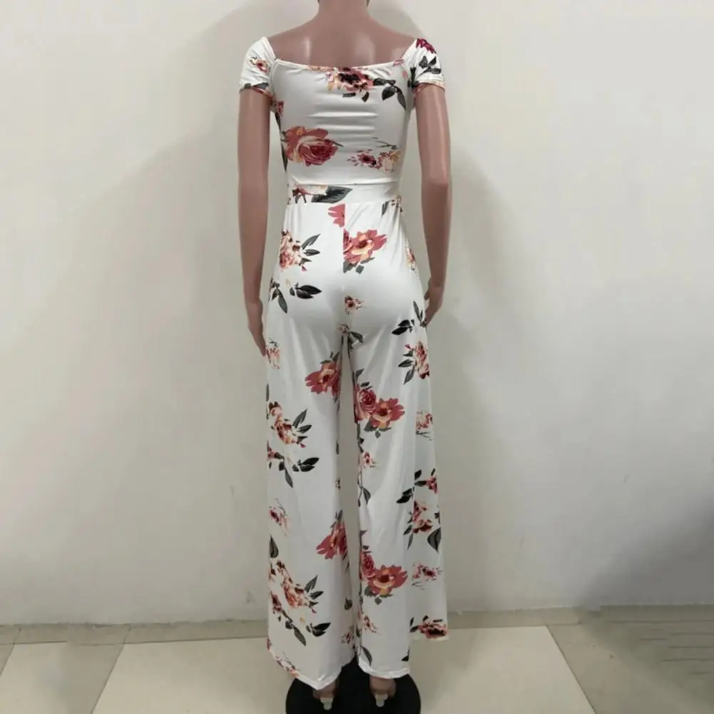Sweet Tight Waist Wide Leg Straight Pattern Lady Romper Female Clothes