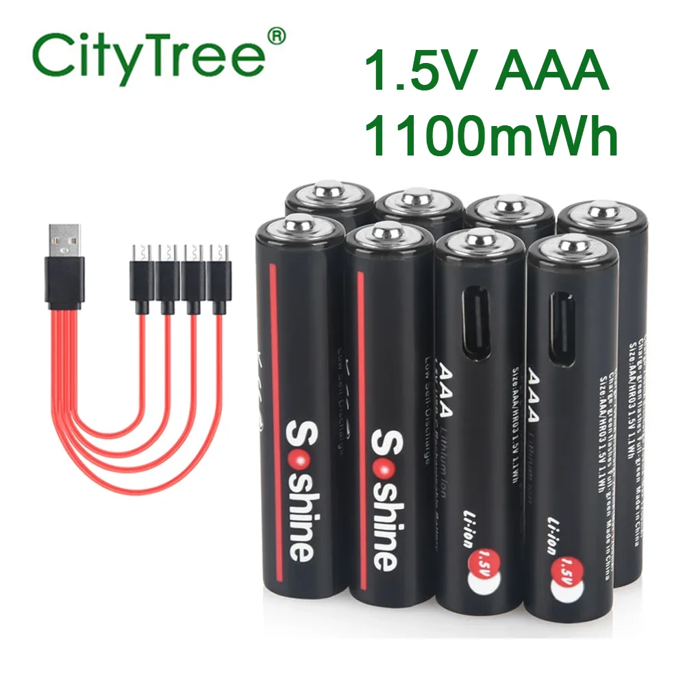 Фото Перезаряжаемая батарея AAA 1100 МВтч 1,5 В, литий-ионная, литий-ионная, 3A, батарейки AAA для камеры, игрушек, часов, фонарика №1