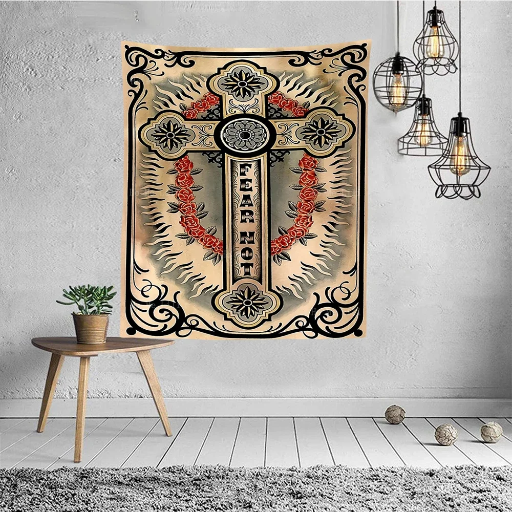 Ангел Билли в небеса со скипетром крест Евгелийя татуировка гобелен от Ho Me Lili для