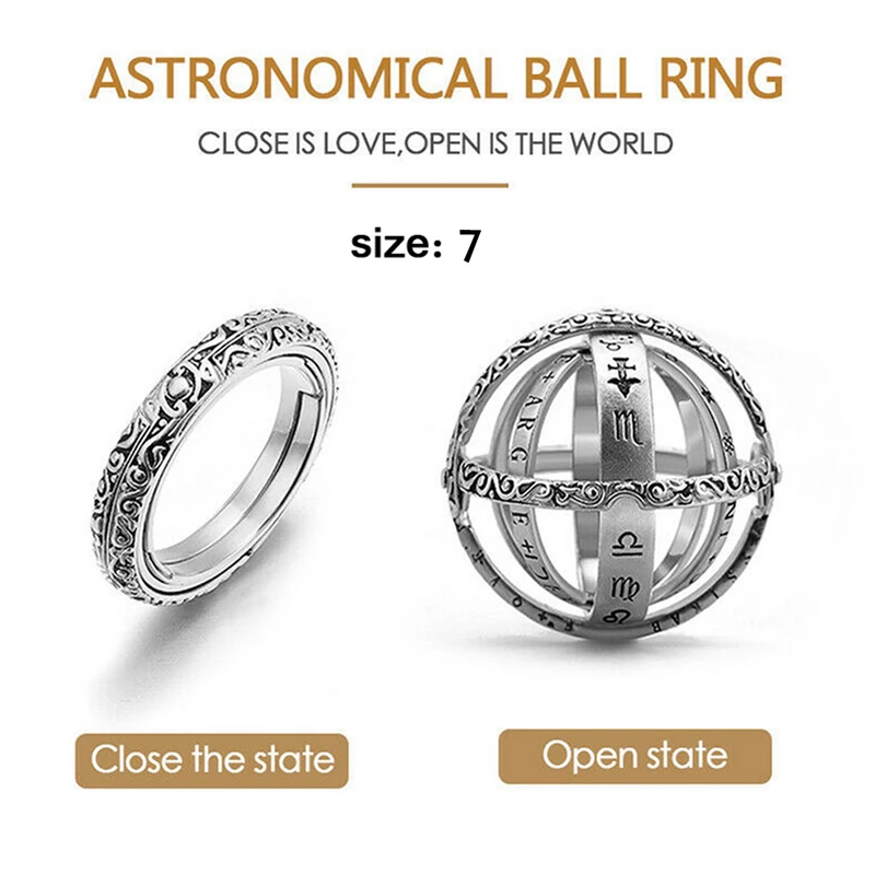 

Creative Astronomical Ring For Women Men Ball Mood Rings Complex Rotating Cosmic Letter Finger Rings New Fashion Jewelry Gifts
