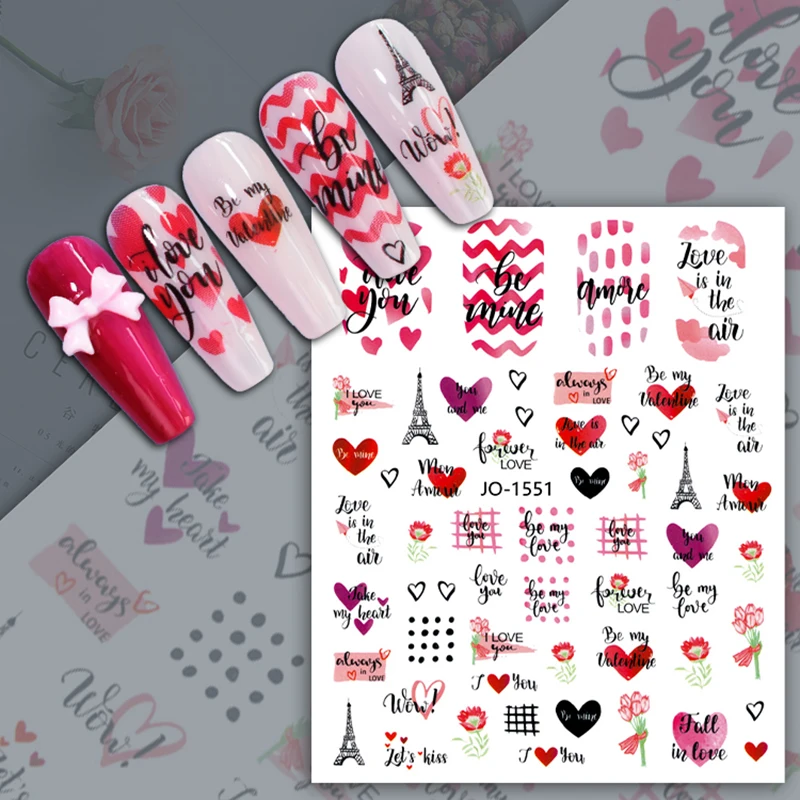 

Valentine's Day Heart Tower Nail Stickers Nail Art Decoration 3D Sexy Lips Fragrant Wind Bow Nail Art Stickers Nail Supplies