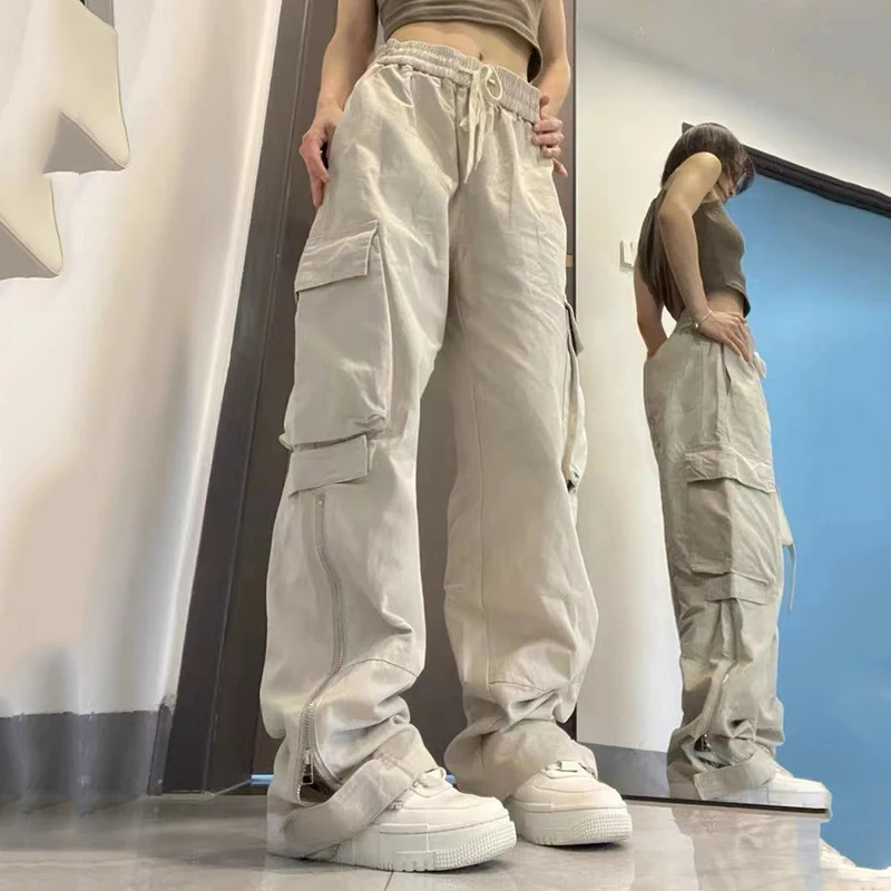 

Осенние прямые однотонные мешковатые женские брюки с низкой талией Xpqbb брюки-карго комбинезоны 2022 брюки уличная Женская винтажная одежда