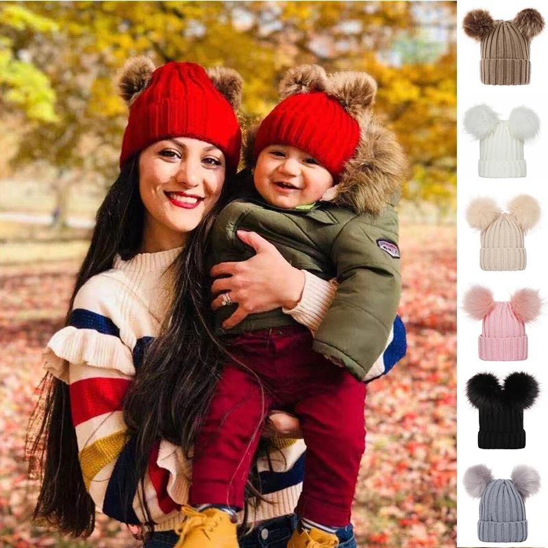 

Mother Kids Winter Hats for Baby Girl Boy Bobble Hat Kids Cap for Children Pompom Baby Beanie Infant Bonnet Accessories 0-3Y
