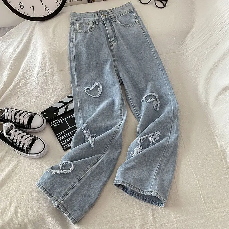 ICCLEK/ 2023 Jeans for Women Vintage Jeans embroidered jeans for baggy jeans pocket jeans  pants Blue jeans