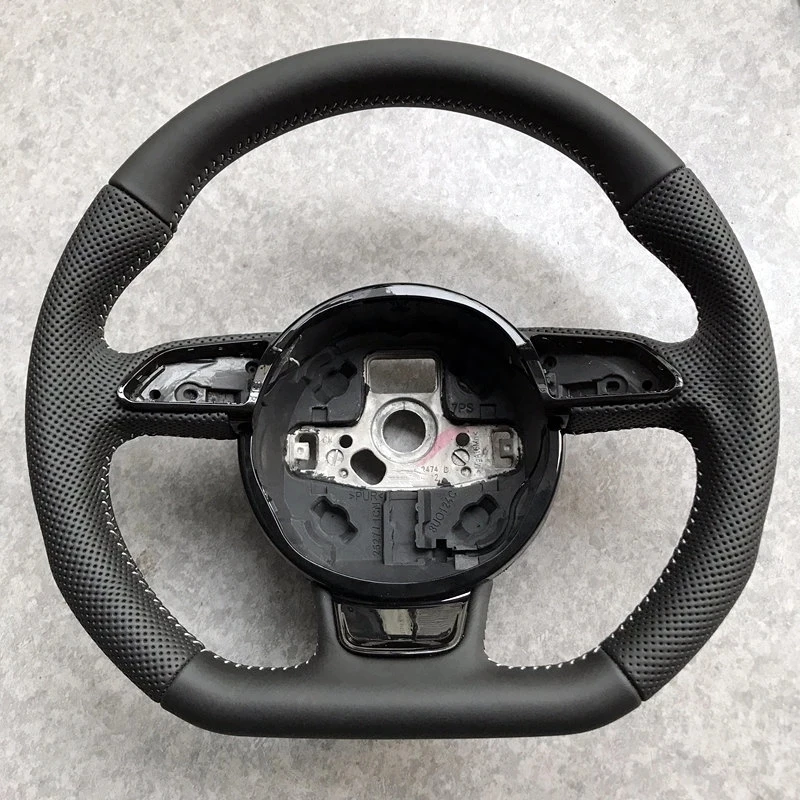 

For Audi A3 A4 A5 A6 A7 Q3 Q5 Q7 Fully Perforated Steering Wheel Flat Bottom Steering Wheel Campaign