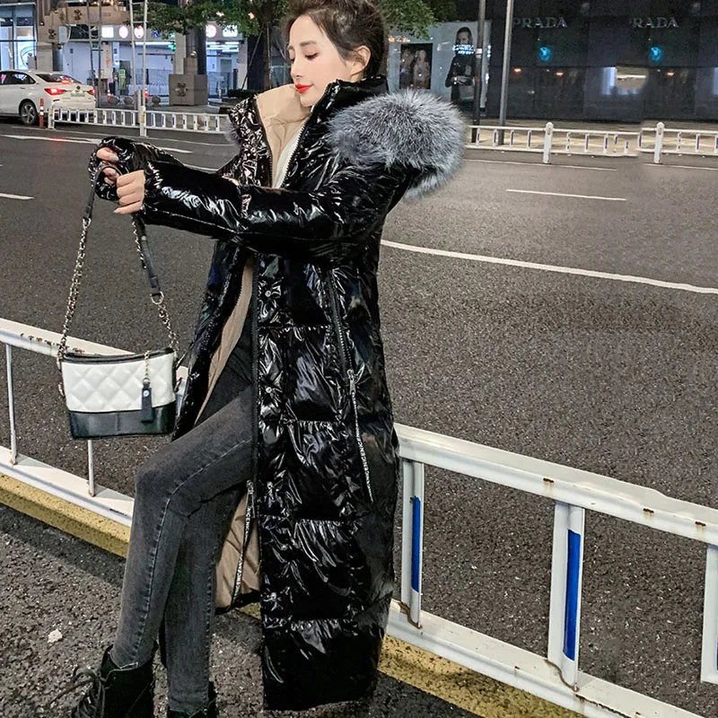 Women's Parker Down Jacket Women's Mid-Length 2023 New Winter Warm Hooded Fashion Shiny High Quality Women's Down Jacket NBH708