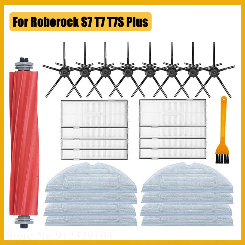 

Main Roller Side Brush Hepa Filter Mop Cloth Rag Replacement for Roborock S7 T7S Plus Robot Vacuum Cleaner Accessories Parts Kit