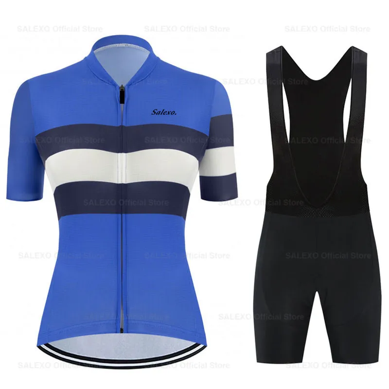 

2022 Salexo Women Cycling Jersey Bib Shorts Sets Summer Bicycle Short Sleeve Cycling Clothing MTB Bike Uniforme Maillot Ciclismo