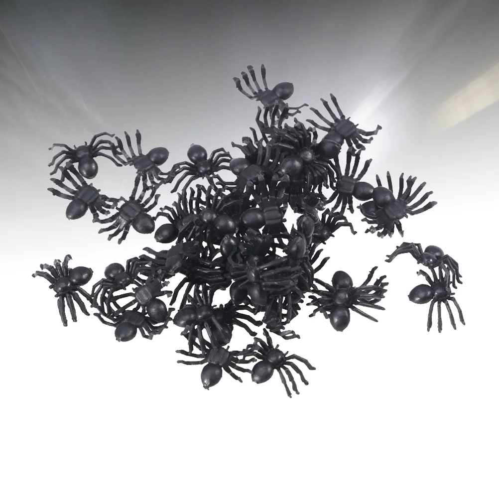 

300pcs Halloween Plastic Spiders Simulated Black Spiders Fake Insect Prank Toy Party Supplies