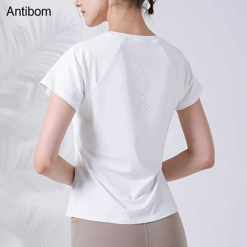 

Antibom Waist Tightening and Slimming Fitness T-shirt for Women Running and Sports Short Sleeves