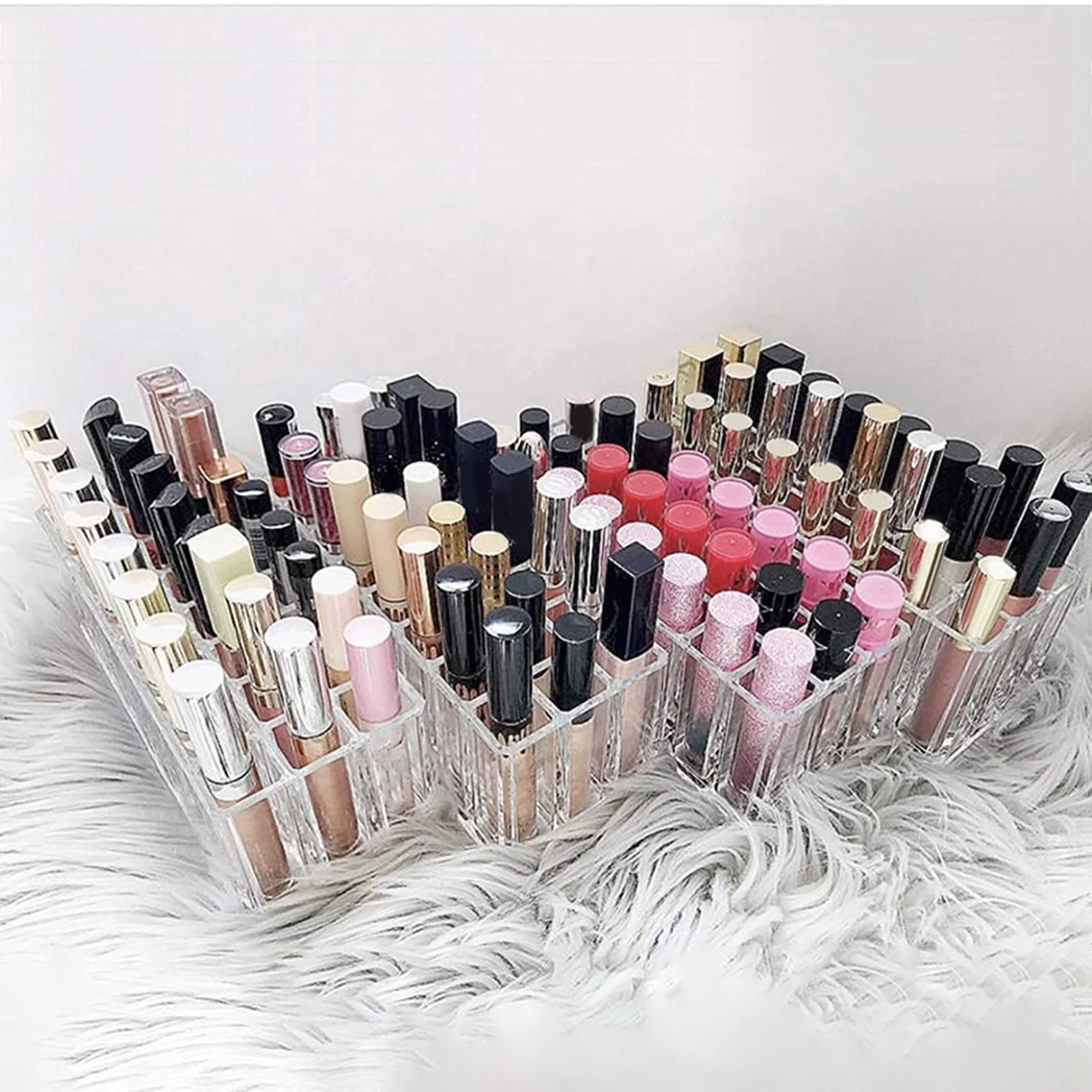 Держатель для помады с 24 ячейками компактный прозрачный витринный органайзер