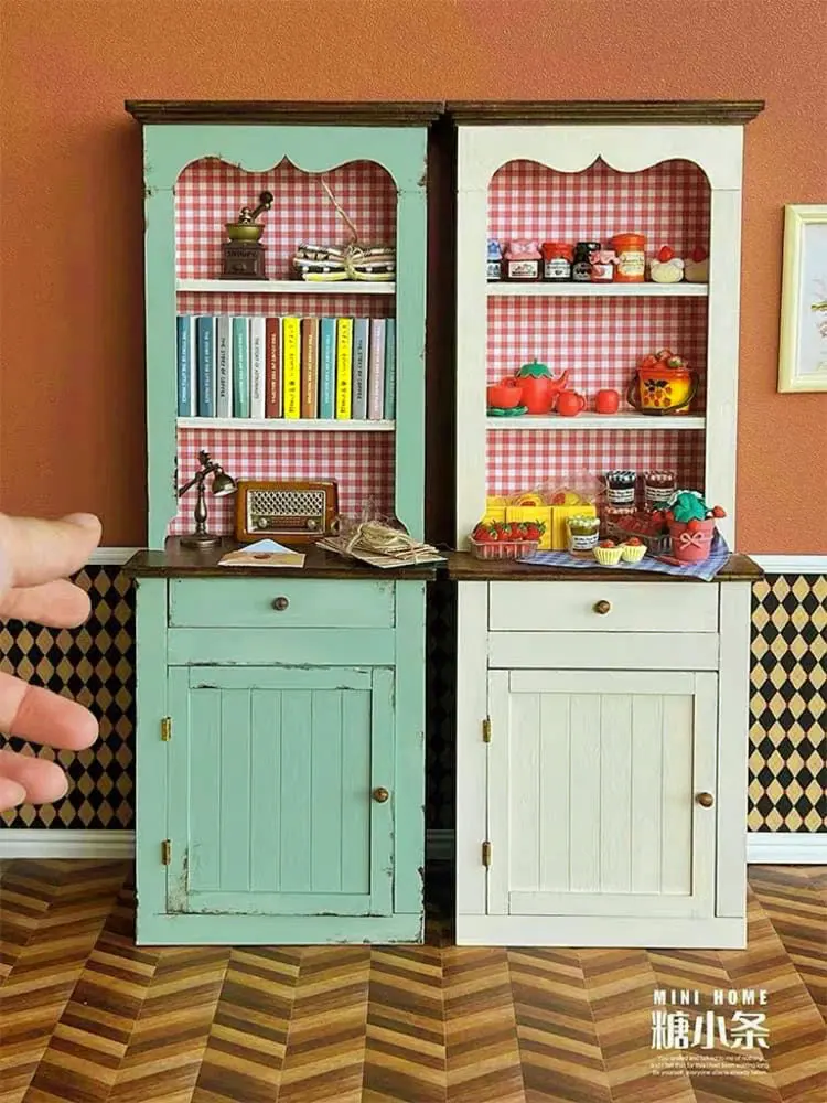 1/6 Doll House Model Furniture Accessories Wooden Grid Stora