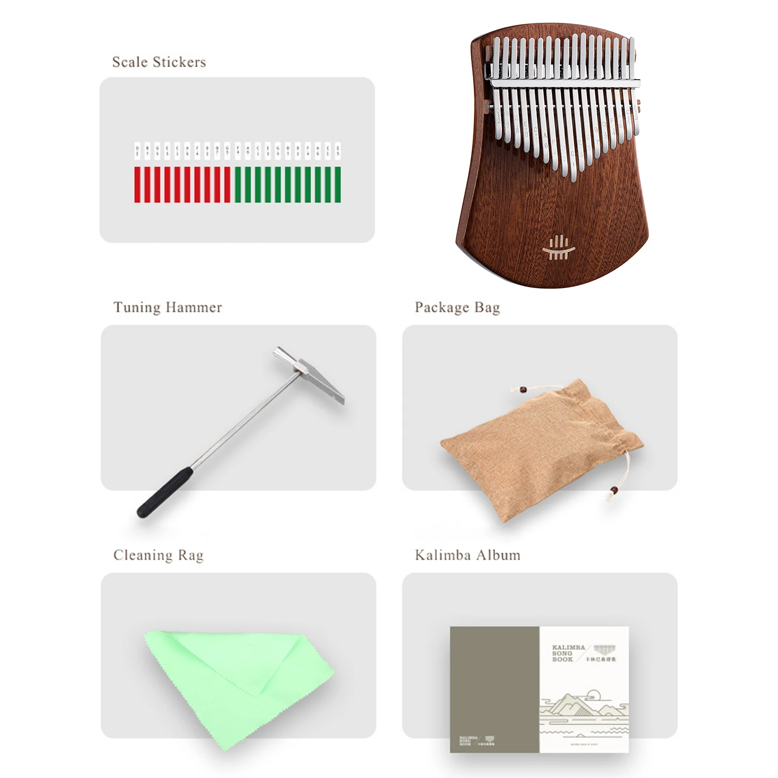 HLURU 17-ключевой палец-барабан Портативный музыкальный инструмент Солидное деревянное тело для детей Взрослые Меломаны Начинающие.