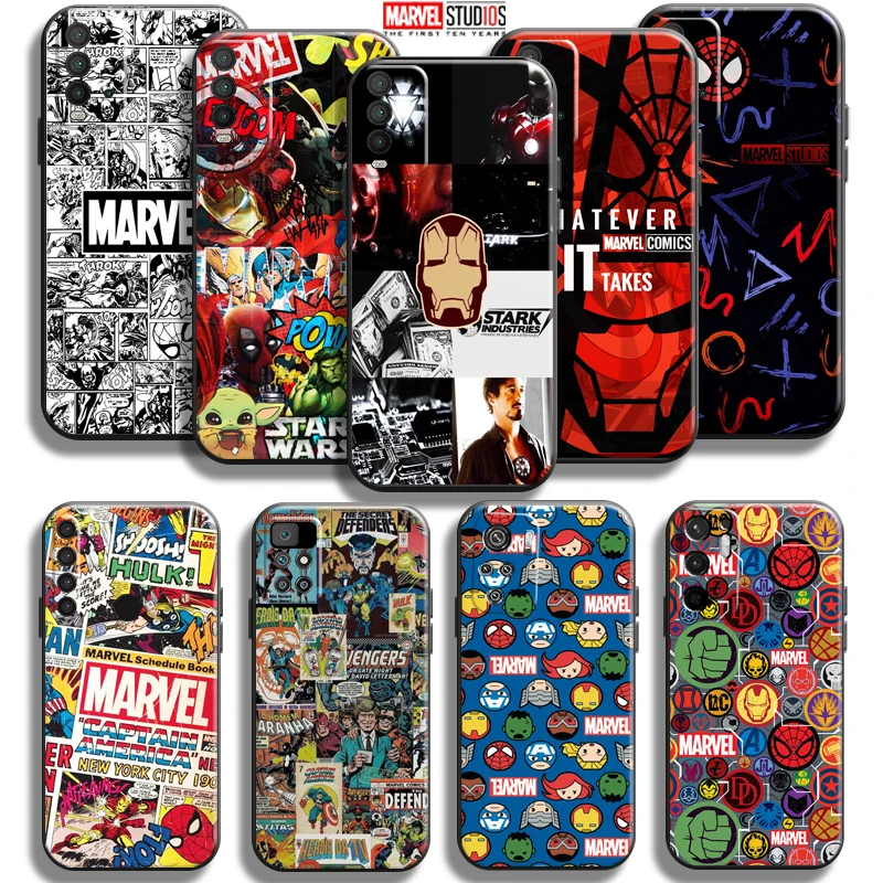 

Marvel Avengers Phone Case For Xiaomi Redmi Note 10 10S 9 9S 9T 5G 8 8T 7 Pro Redmi 10 9 9A 9T 9C 8 8A Liquid Silicon Funda