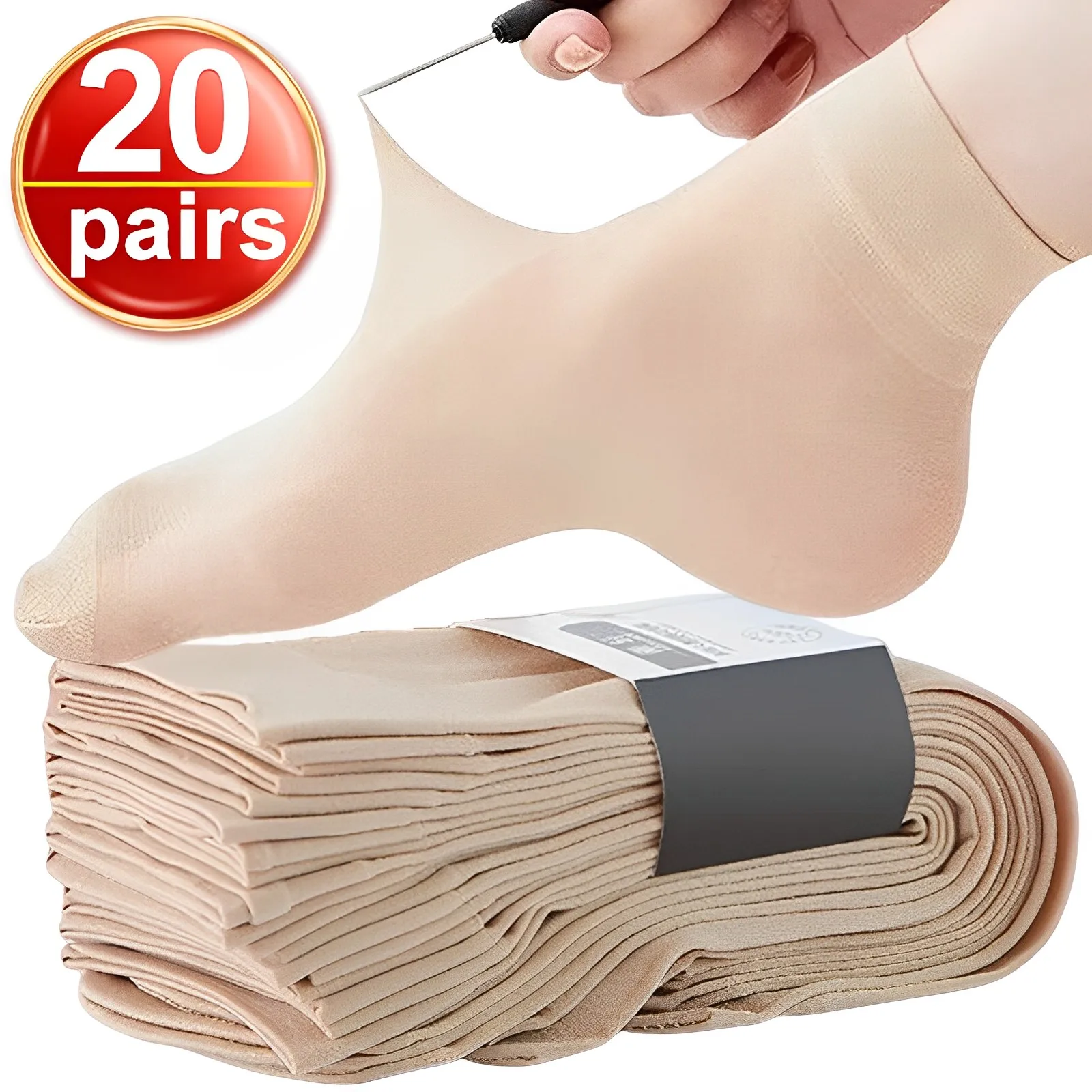 20pairs Elastic Silk Women Summer Socks Transparent Ultrathin Meias Socks Female Thin Crystal Nylon Short Ankle Sox Wholesale