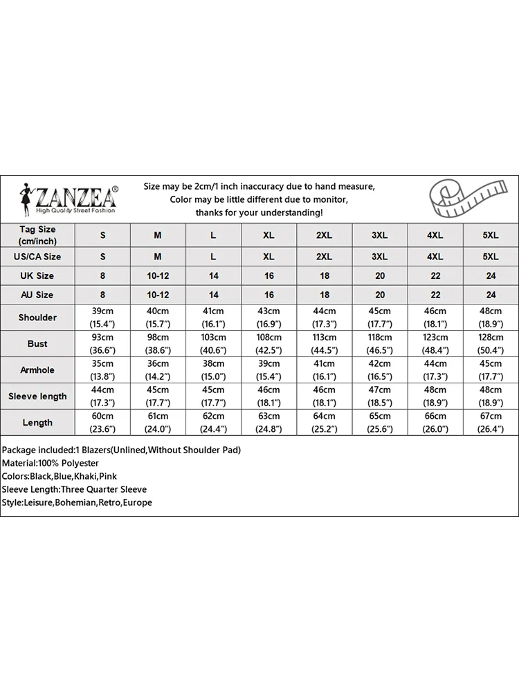 Женский Осенний блейзер с отложным воротником и рукавом 3/4
