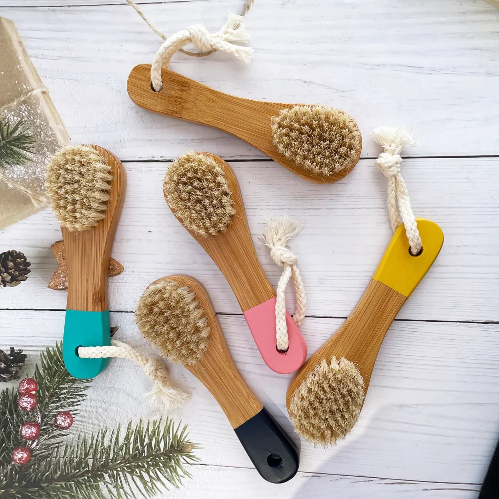 

DREWTI Women Natural Bamboo Handle Boar Bristles Face Pobling Exfoliating Skin Care Oil Control Facial Cleansing Brush Promotion