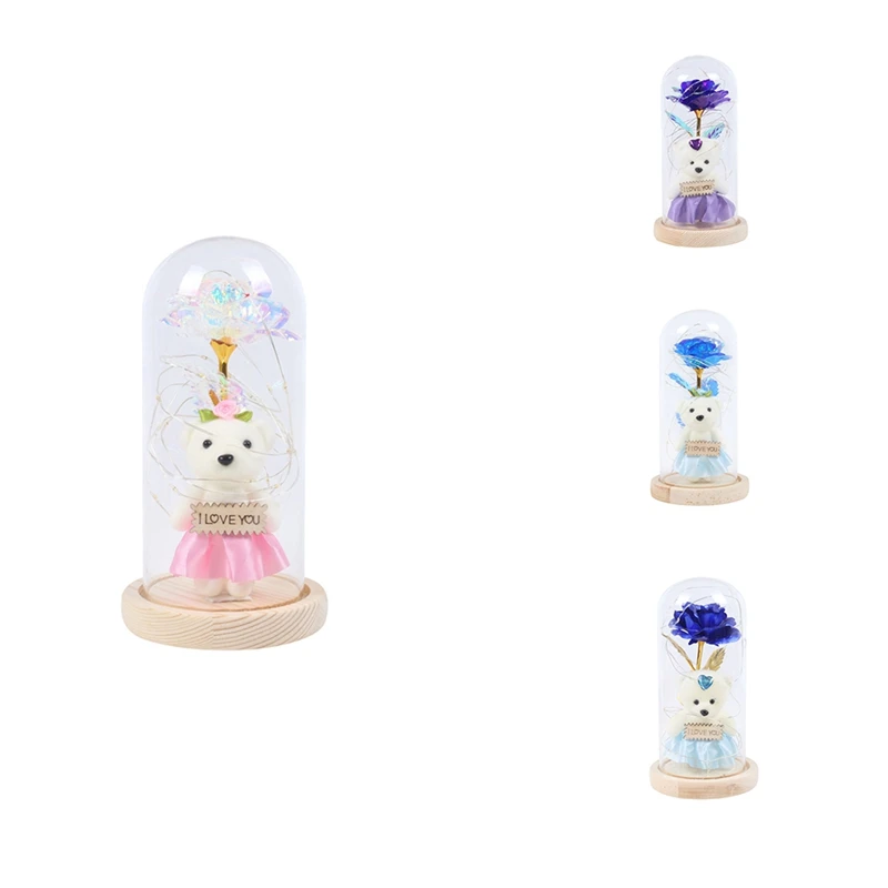 

Glass Cover Bear Rose Decoration Lamp Bear Valentine's Day Gift Lamp