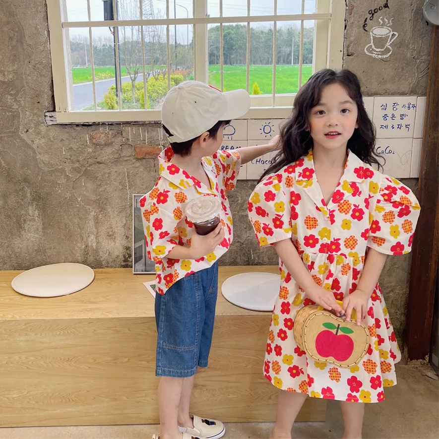 

Girls dress summer dress 2022 new Korean version children's foreign style flower princess skirt children's summer thin skirt