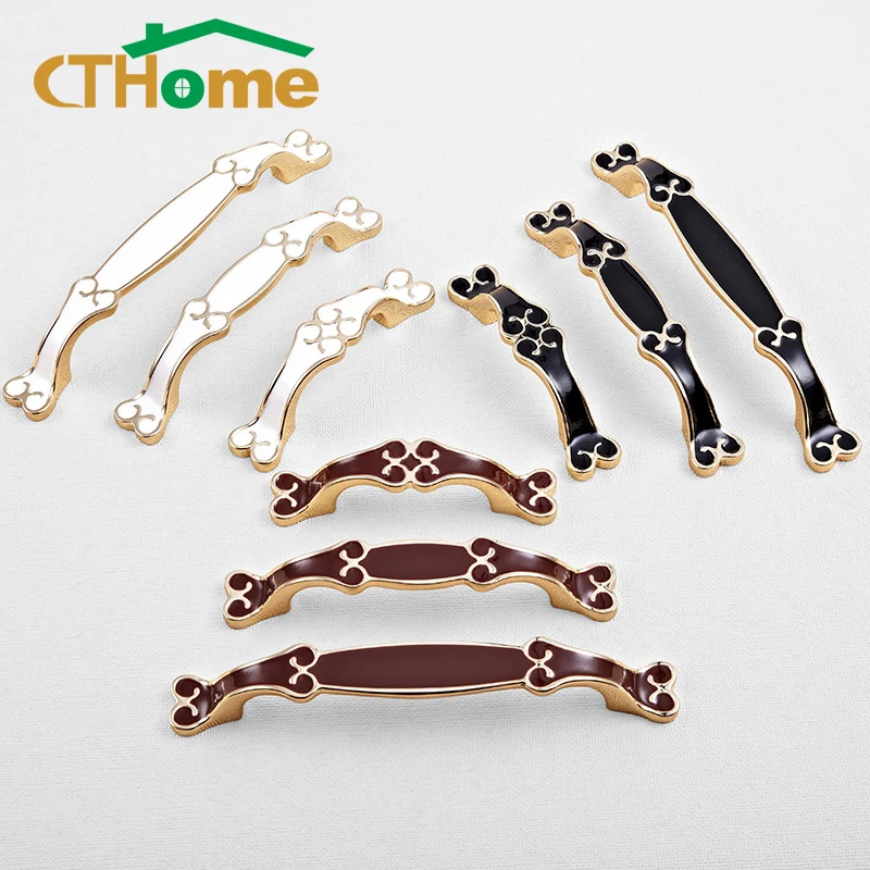 

1/6/10PCS Golden Zinc Alloy Cupboard Handle Modern and Simple Handle Furniture Luxury Drawer Pull Black Hardware Wardrobe Pulls