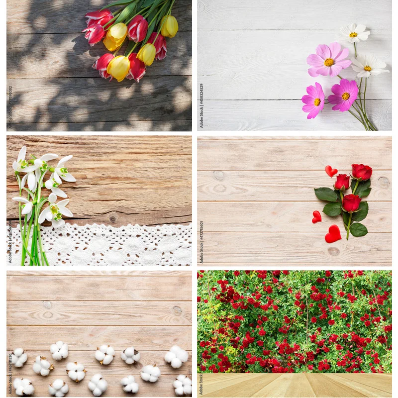 

Art Fabric Photography Backdrops Props Flower Wood Planks Photo Studio Background 2211 HBB-07