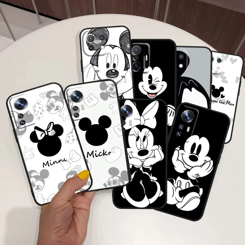 

Fashion Mickey Minnie For Xiaomi Mi 12 11 10 11T 10T 9T 9 8 Note 10 Ultra Pro Lite TPU Soft Silicone Black Phone Case