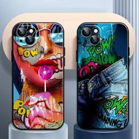 sexy girl graffiti oil painting for iphone 13 12 11 pro max 12 13 mini x xr xs max 6 6s 7 8 plus phone case liquid silicon funda