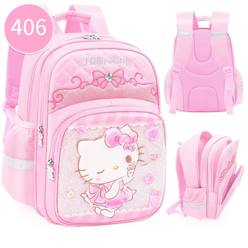 

Школьный портфель Sanrio с Hello Kitty для детей, ортопедический вместительный рюкзак для начальной школы, сумка для учебников